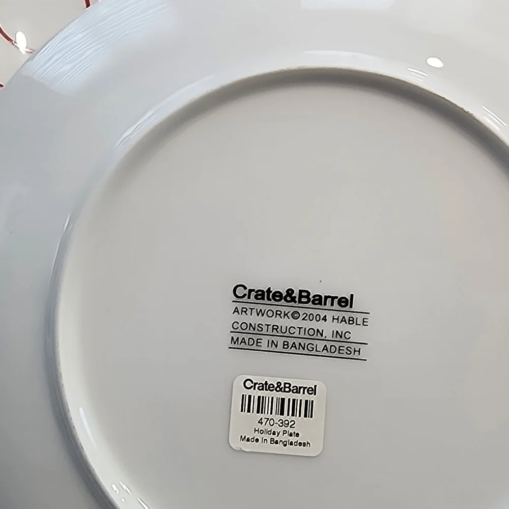 4 Crate&Barrrel Script Design Holiday Appetizer Or Dessert Plates